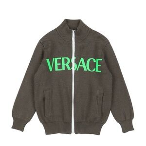 Versace cardigan Olive with Neon Green Logo